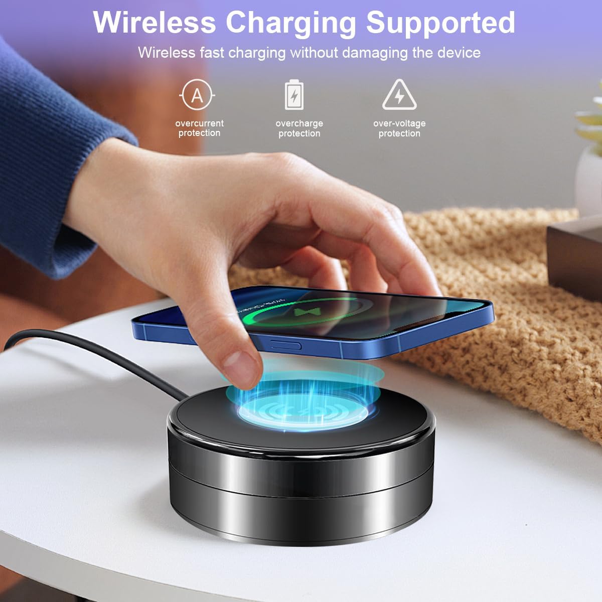 WiFi Video Recorder Real-Time Camera with Wireless Charger, 1080P HD.Motion Detection 160°Viewing Angle Security Camera for Home Office Store(2.4/5Ghz)